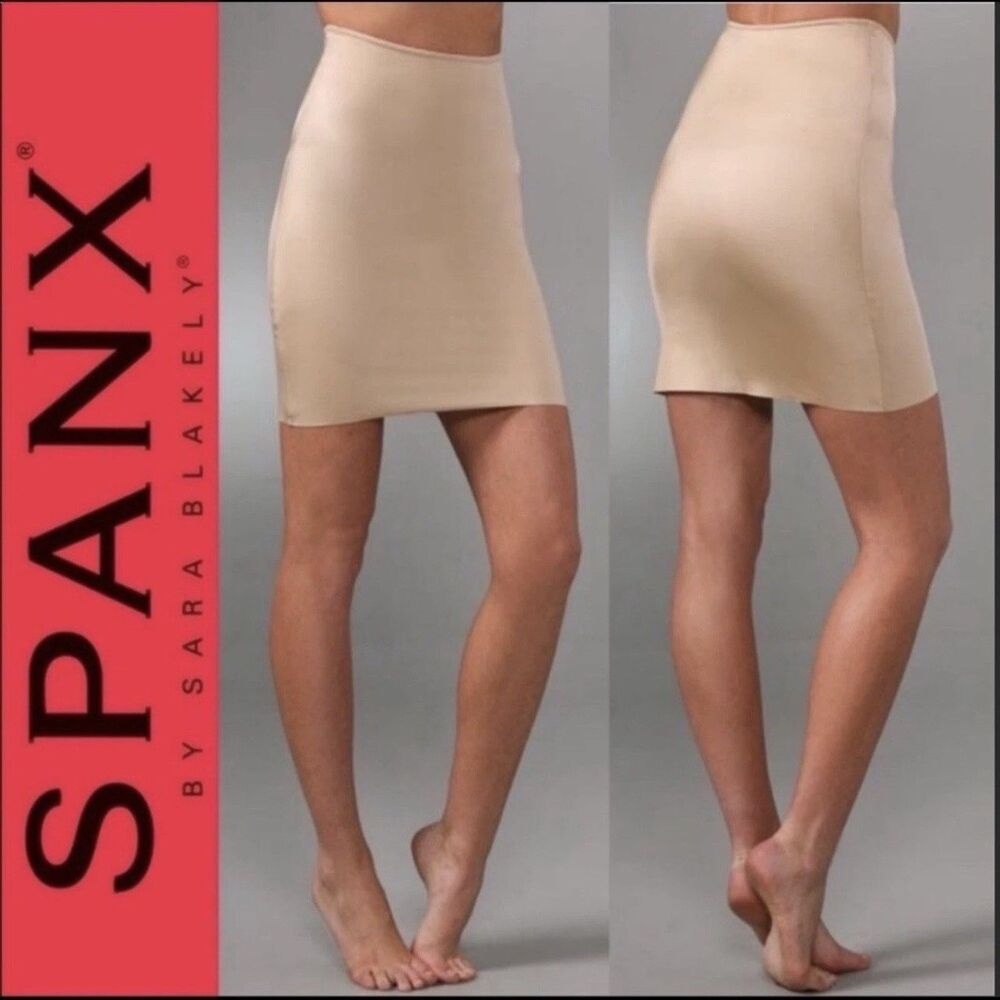 SPANX Simplicity Tan Nude Compression Half Slip Skirt Size M Smoothing